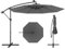 COSTWAY Parasol Déporté 3M Hexagonale, avec 40 LED Solaire, Inclinable, 8 Baleines en Métal, Base Croisée, Parasol à Manivelle pour Jardin Extérieur, Terrasse, Bord de Piscine (Gris)