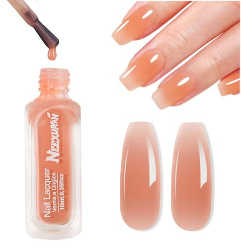 NEEXUAAN Jelly Nail Polish, Orange Nail Varnish Quick Dry, Nail Polish Streak Free Long Lasting Brightening Nail Lacquer for Girls Women,0.35 fl oz (Orange, 1PCS)