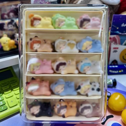 WhamtL Acryl Vitrine Gelb-weiße Transparente Vitrine für Figuren, Wandmontierte Puppenvitrine aus Acryl, Mehrstöckige Transparente Vitrinenboxen(Yellow,M)