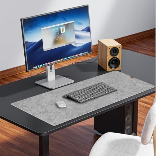 NCTNCX Schreibtischunterlage Filz BüRotisch Unterlage Rutschfeste Tischunterlage Schreibtisch Langlebig Tischmatte FüR BüRo,Homeoffice Felt Desk Mat (Hellgrau,80x40cm)