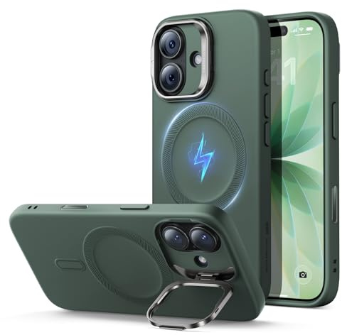 ESR für iPhone 17 Hülle Flex-Ständer für MagSafe, Silikon, Olive Green | Kamerasteuerung, MagSafe-kompatibel, Militärischer Sturzschutz, ultradünn, Weiches Mikrofaserfutter