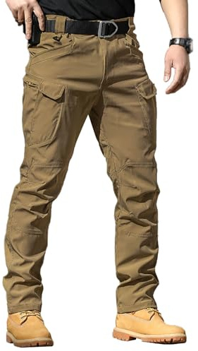 Work Pants for Men: Trousers Stretch Fit Cargo Trousers for Men UK Black Slim Fit Stretch Heavy Duty Safety Combat Cargo Pants with Knee Pad Pockets Lightweight Durable Workwear Triple Stitched