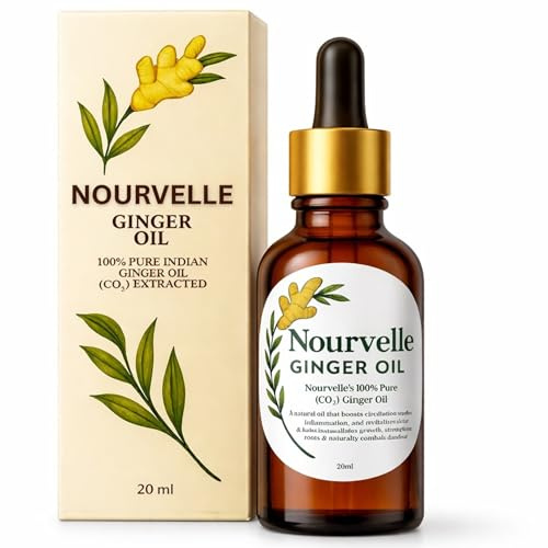 Nourvelle Ginger CO₂ Extracted Oil - 100% Pure & Raw for Pain Relief, Warming Deep Tissue & Joint Massage, Aromatherapy, Hair & Skin Care - 20ml