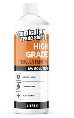 Chemical Trade Store - Hydrogen Peroxide Solution 6% - Multi-Purpose Oxidising Cleaner for Household, Laundry, Upholstery, Stains, Whitening, Kitchen & Bathroom Use - 1L