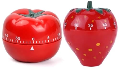Pomodoro Timer, Eieruhr, Kurzzeitwecker Küche, 2 Stück Set Mit Lustigen Designs, Mechanische Küchentimer Für Kinder Und Erwachsene, Visueller Timer Für Produktivität Und Zeitmanagement, Größen: 8x6,5x