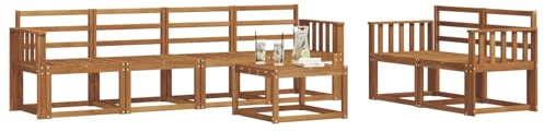 vidaXL Outdoor-Sofagarnitur 7 pcs Natur Massivholz Akazie, Akazienholz Garten-Sofa-Set, Moderne Gartenmöbel, langlebige Couch, schicke Lounge, ergonomisches Design