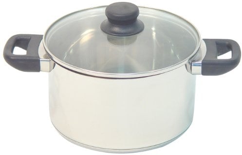 axentia Kochtopf Elsass in Silber, Fleischtopf aus rostfreiem Edelstahl, Edelstahl-Kochtopf mit hochwertigen schwarzen Kunststoffgriffen, Küchentopf für alle Herdarten, Durchmesser: ca. 20 cm