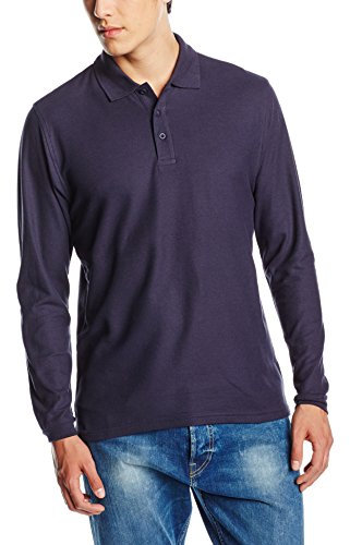 Fruit of the Loom Men's Premium Long Sleeve Polo Shirt, Deep Navy, Large