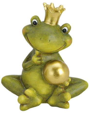 Froschkönig deko mit Kugel Gartendeko Keramik Figuren Gartenfiguren Frosch (Nachdenklich)