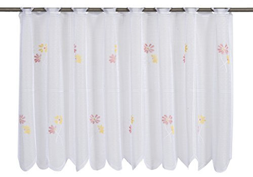 Elbersdrucke transparente Bistrogardine 25001 weiß-bunt 60 x 160 cm Scheibengardine für Küche Küchenfenster Sichtschutz 503998
