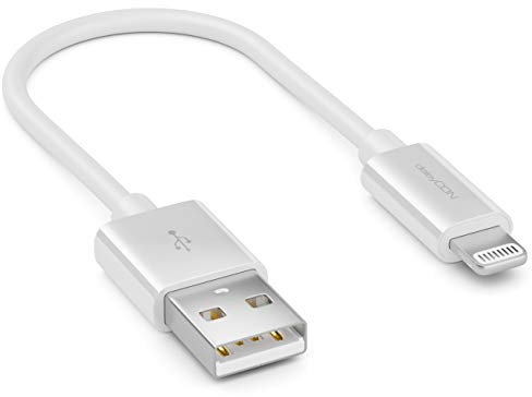 deleyCON 0,15m Lightning 8 Pin USB Câble de Charge & Données Certifié MFI et Compatible avec iPhone 14 Pro Max 14 Pro 14 Plus 14 SE 13 Pro Max 13 Pro 13 Mini 12 Pro Max 12 Pro 12 Mini - Blanc