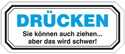Spaß Kostet Wetterfester Aufkleber DRÜCKEN 20 cm Tür Schild Eingang Laden Sticker Ziehen Fun