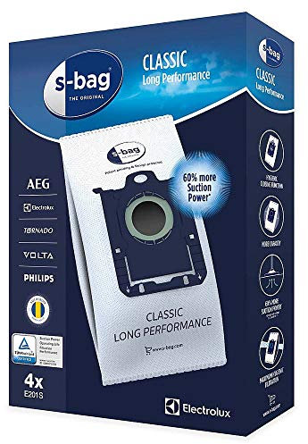 Philips 4 sacs d'aspirateur s-bag compatible avec AEG, Electrolux, Philips, Volta, Tornado en synthétique, sac pour aspirateur, sac d'aspirateur