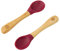bamboo bamboo ® Lot de 2 Cuillères de Diversification pour Bébé | Bambou avec Embouts en Silicone Souple | Manches Ergonomiques à Prise Facile | Sans BPA (Lot de 2, Cerise)