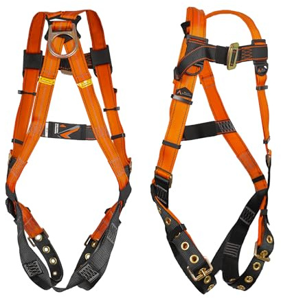 Malta Dynamics Warthog Safety Harness for Construction – Fall Protection Harness with Back D-Ring, Fall Indicators, & Chest and Leg Buckles, OSHA & ANSI Compliant (L-XL)