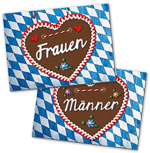 Logbuch-Verlag 2 WC Schilder Toilettenschild Männer und Frauen Bayern Herz Aluminium selbstklebend14,8 x 10,5 cm