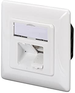 DIGITUS Toma de conexión Cat-5e - 2 puertos RJ45 - toma de red empotrada - alimentación horizontal - compatible con diseño - blanco puro
