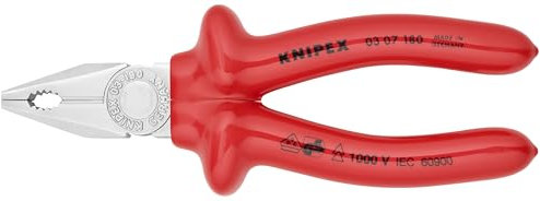 Knipex Kombizange verchromt, tauchisoliert, L.180mm 03 07 180