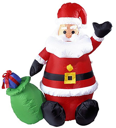 W WIDMANN MILANO Party Fashion 7503B - Aufblasbarer leuchtender Weihnachtsmann mit integriertem Gebläse, 122 cm, Dekoration
