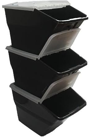 WTM BBCL- Three Pack of Stackable Bins with Hinged Lids 24 Quart Size (pack of 3)