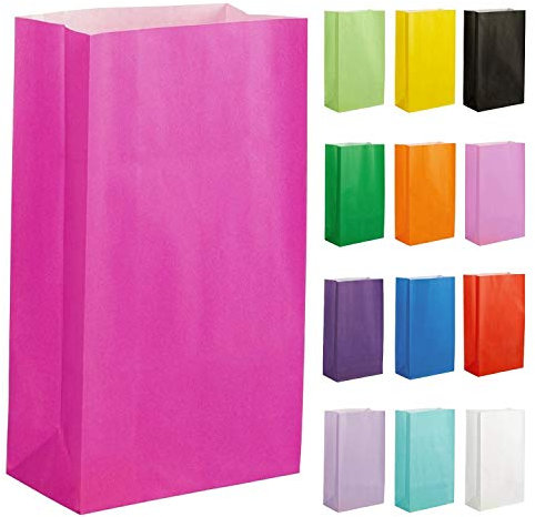 Thepaperbagstore 40 Pinkfarbene Partytüten aus Papier –14x24.5x7cm - Bunte Geschenktüten aus Papier für Kinder- und Erwachsenenpartys, Geburtstage, Hochzeiten, Junggesellinnenabschiede und Süßigkeiten