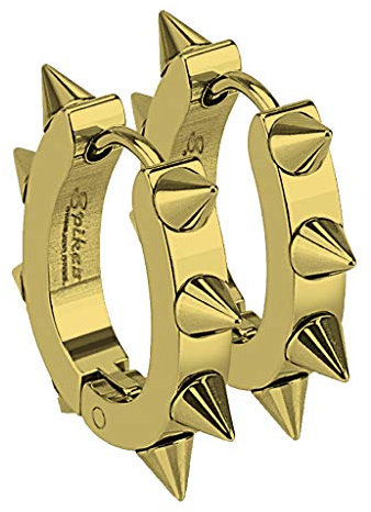 Autiga® Creolen Klappcreolen Ohrringe Edelstahl Spikes Stacheln Herren Damen Gothic Punk gold