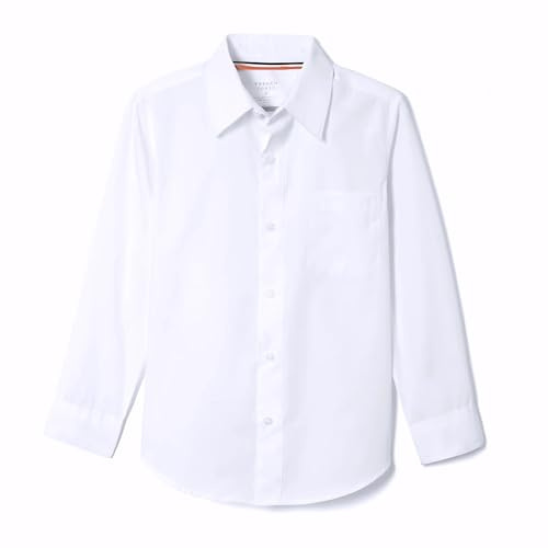 French Toast Boys' Expandable Collar Button Down Dress Shirt with Long Sleeves (Standard & Husky), White, 18