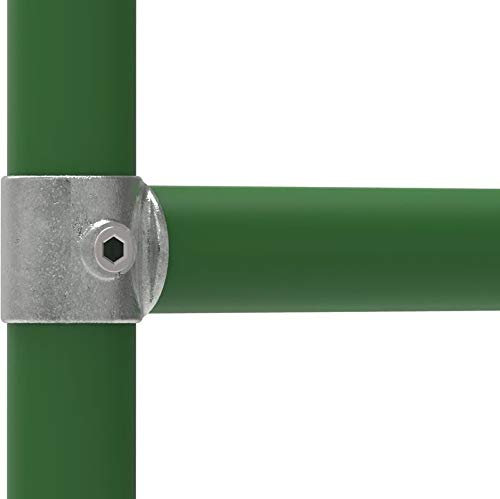 Fenau | Rohrverbinder-Drehstück/T-Stück, Gewinde glatt, 360° drehbar, Ø 48,3 mm, Temperguss galvanisiert, feuerverzinkt, inkl. Schrauben