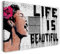 Printed Paintings Impression sur Toile (60x40cm): Banksy - La Vie est Belle Femme avec Rose dans