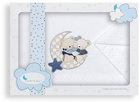 Interbaby - Bettwäsche für Kinderbett, Weiß, Blau