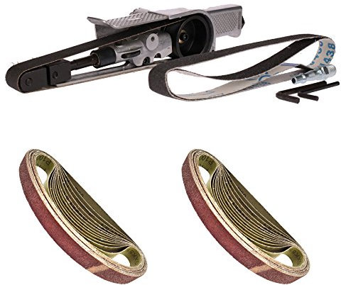 20mm Wide Air Finger Belt Sander Power File Detail Sander Sanding + 25 Belts