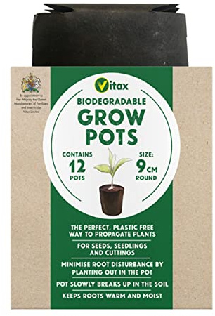 VITAX 6VPGP2 Biodegradable Grow pots Round, Black, 9 x 9 x 15.7 cm