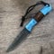 Hobby Hut HH-409, Coltello in Acciaio Damasco con Lama da 9.5 Pollici Fatto a Mano | Coltello da Caccia, Manico in Legno e Turchese | Fodero in Pelle | Lama Piena, Lama Fissa | Razor Sharp Blade