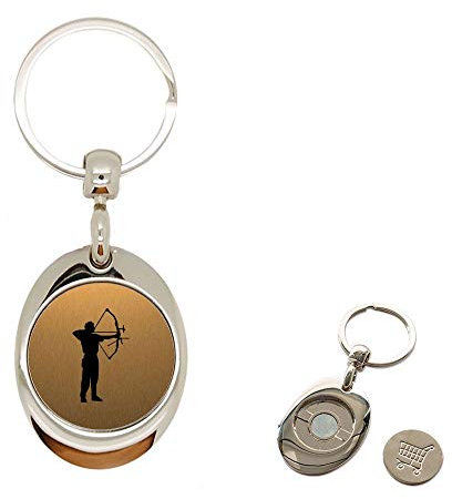 Porte clé en Métal or brossé avec jeton aimanté gravé Tir à l'arc