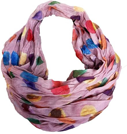 JameStyle26 Farbverlauf Dots Seide Sommer Loop Verlauf Regenbogen Rainbow Silk Uni Rundschal Schlauchschal Stola Schal leicht (Rosa)