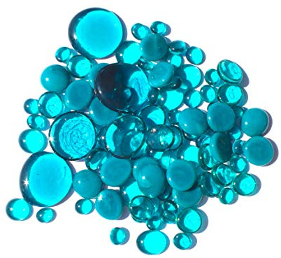 mesbilles - 500 GR Mélange Bleu-Canard Billes Plates - Galet en Verre 30 mm 20 mm 10 mm Cailloux en Verre décoratifs