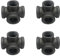 3/4 Inch 3，4，5，6 Way Industrial Cast Iron Pipe Fitting, Pipe Components For Building Tables, Chairs, Shelving, and Custom Furniture, Fits Standard Half Inch Pipes and Nipples, 4 Pack (4 Way)