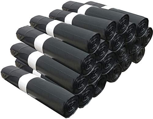 500 bolsas de basura de gran capacidad, 50 L, con lazos de cierre, ultrarresistentes, antifugas, color negro opaco – 20 rollos