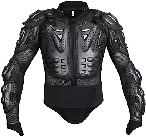 Motorrad Schutz Jacke Motocross ATV Protektorenjacke Protektoren Schutzkleidung Schutzjacke Schutzausrüstung Berg Reiten Skaten Snowboarden Brustpanzer mit Rückenprotektor Black,XL