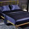 4 Pezzi Completo Lenzuolo Letto Matrimoniale, 1 x Lenzuola Sotto con Angoli Tinta Unita 180x200 cm con 1 x Lenzuolo Piatto e 2 x Federe, Biancheria da Letto in Raso, Blu Navy