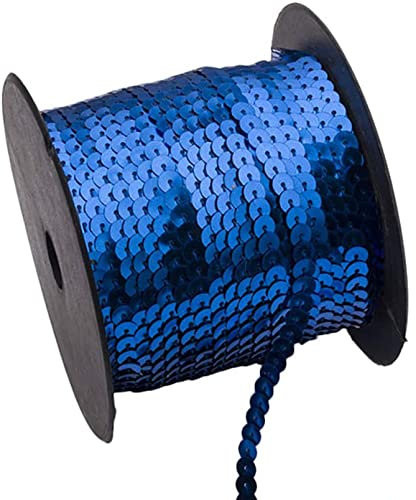 Anawakia Paillettenband 90 m Farbiges Pailletten Band 6 mm Breites Bortenband Glänzende Paillettenbänder für DIY Handwerk Bastelprojekte Tanzbekleidungen Armband Dekorationen (Blau)