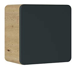 Hängeschrank Cube Aruba Cosmos, mattschwarz, Oberschrank, moderner Kleiderschrank, Badezimmermöbel, Schwarz
