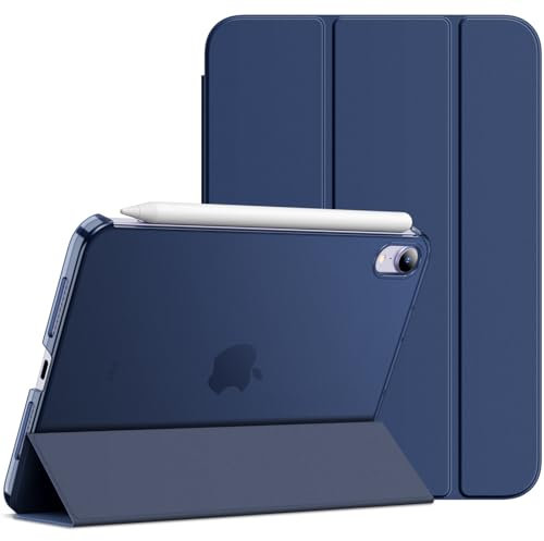 JETech Case for iPad mini (A17 Pro, 2024 Model, 7th Generation) / mini 6 (2021 Model, 6th Generation), Slim Stand Hard Back Shell Smart Cover with Auto Wake/Sleep (Navy Blue)