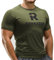 Rokksson Fitness T-Shirt für Herren - Kurzarm-Funktionsshirt, Slim Fit - Für Bodybuilding, Crossfit, Workout & Training - Atmungsaktiv & schnelltrocknend (Moosgrün, L)