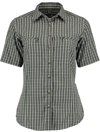 TOM COLLINS Damen Bluse Kurzarm Freizeitbluse mit Liegekragen Punap, Größe:36, Farbe:dunkelgrün