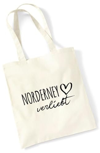 Huuraa Tasche Norderney verliebt Geschenk 10 Liter Natural Baumwolle Norderney Accessoire