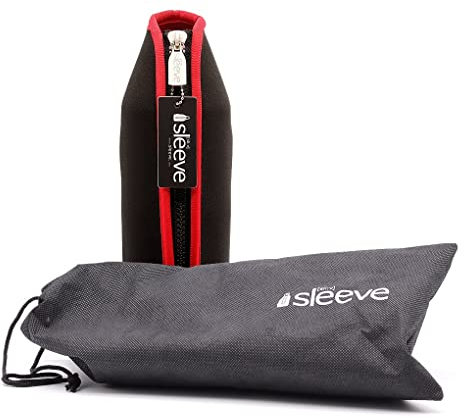sliive® – Neopreno enfriador de botellas manguito con mango para botellas de vino de vidrio PET 1L (rojo)