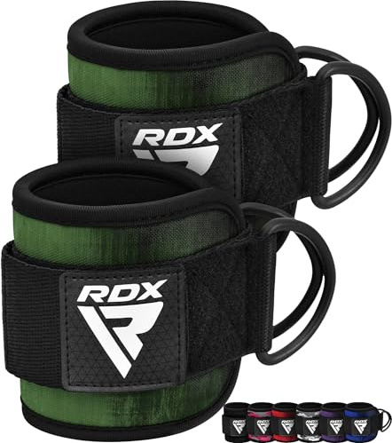 RDX Ankle Straps for Cable Machines – 7MM Neoprene Padded 10x4 Adjustable Gym Cuffs with Dual D-Rings – Weight Attachments for Wrist Glutes Leg Kickbacks Hip Abduction Strength Workouts – Men Women