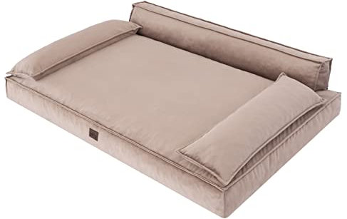 DOGGY Hundebett Haustierbett Hundeliegen Hundecouch Liegen Hundekissen Bett Sofa Hundekorb Tierbett Hundesofa Matratze Schlafplãtze, Beige, 120 x 77 cm