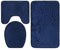 Ensemble de Tapis de Bain, Tapis de Bain Antidérapants, Tapis de Toilette pour 3 Pièces, Couvercle de Toilette, Tapis de Sol, Tapis Absorbant côté Baignoire (Bleu Marin)